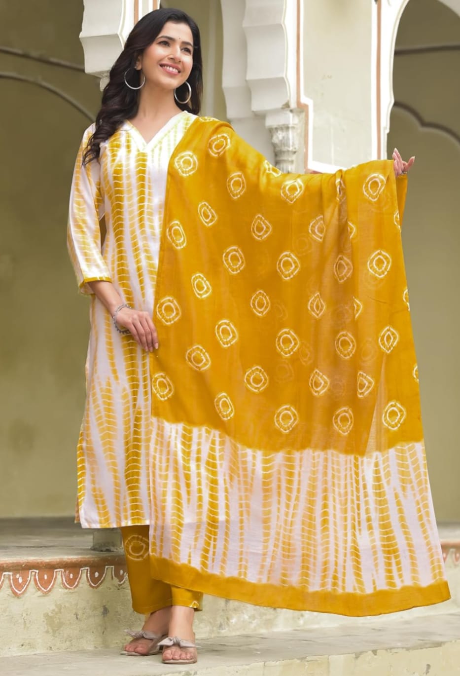 Cotton Yellow Kurta Set with Dupatta