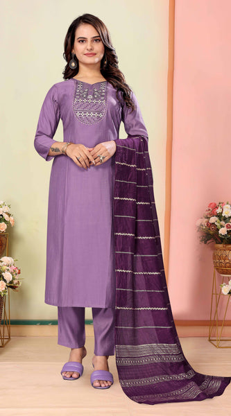 Silk Lavender Kurta Set with Dupatta