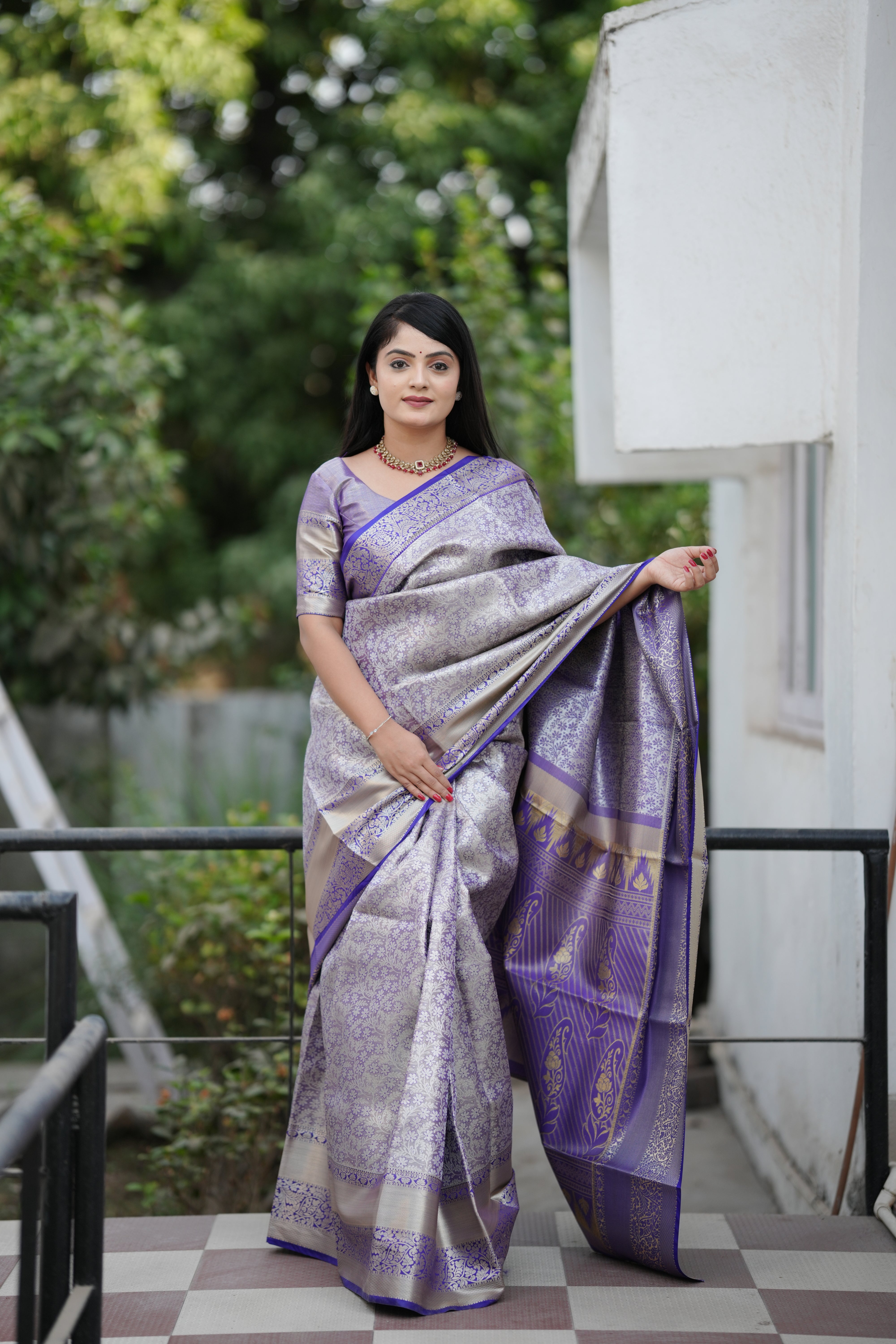 Royal Weaves of Dharmavaram Silk Saree Blue