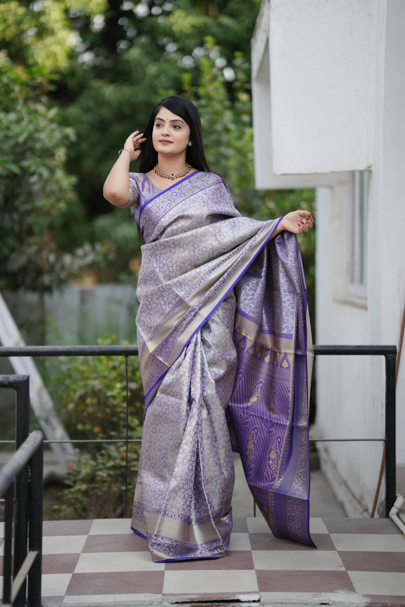 Royal Weaves of Dharmavaram Silk Saree Blue