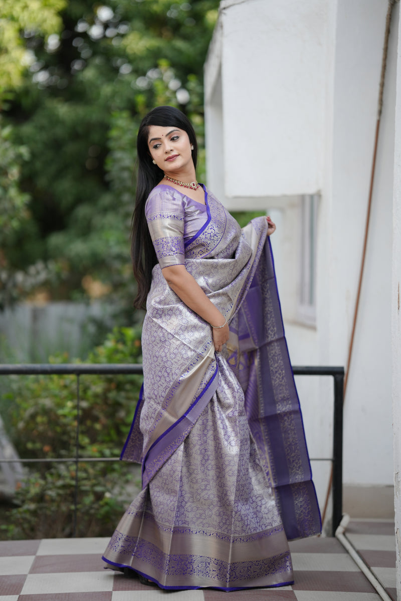 Royal Weaves of Dharmavaram Silk Saree Blue