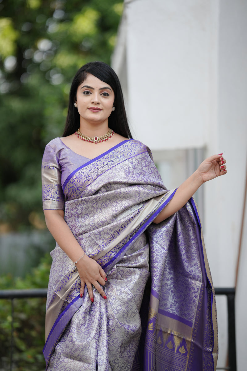 Royal Weaves of Dharmavaram Silk Saree Blue