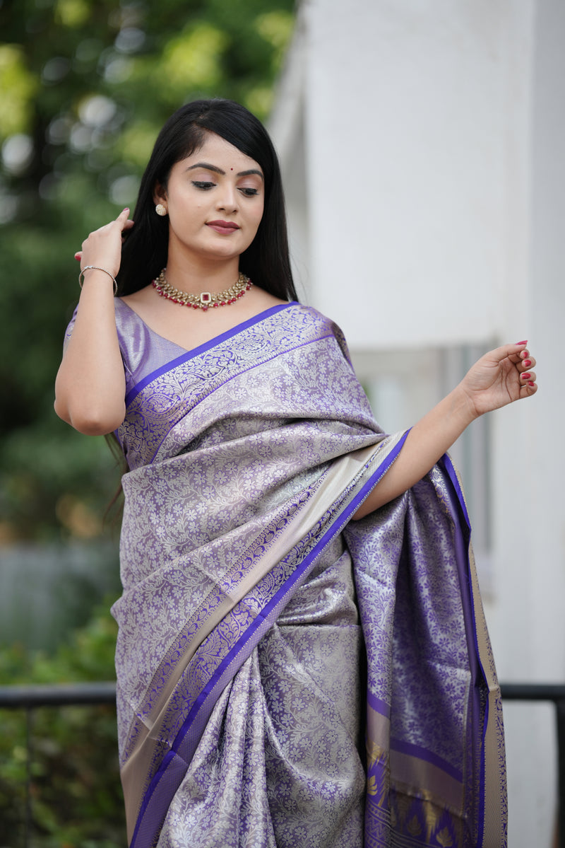 Royal Weaves of Dharmavaram Silk Saree Blue