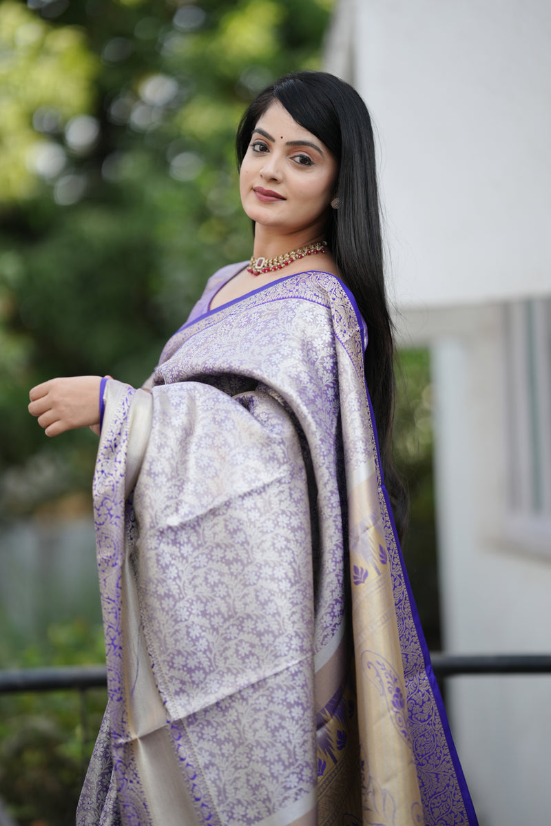 Royal Weaves of Dharmavaram Silk Saree Blue