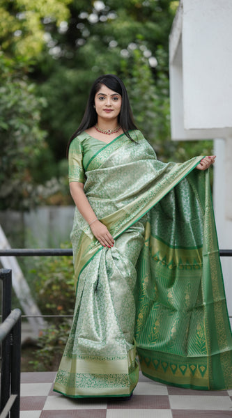 Royal Weaves of Dharmavaram Silk Saree Green