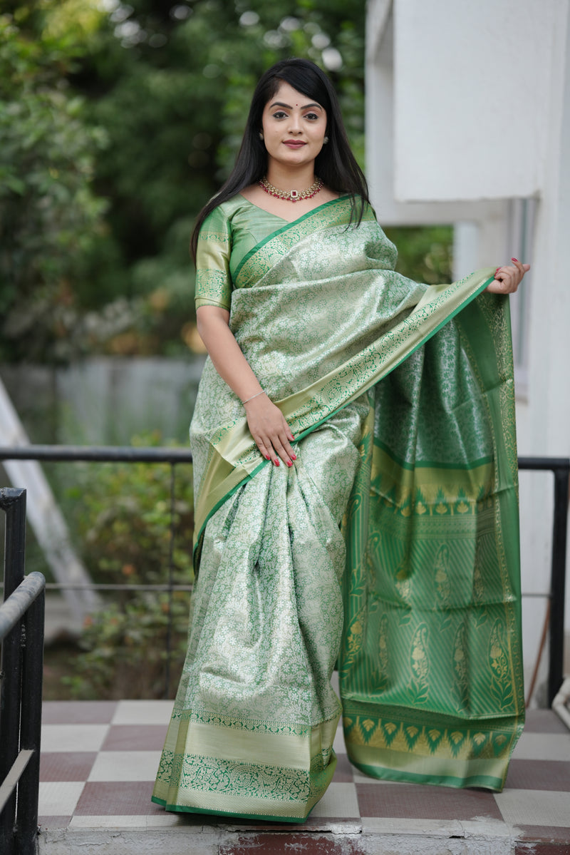 Royal Weaves of Dharmavaram Silk Saree Green