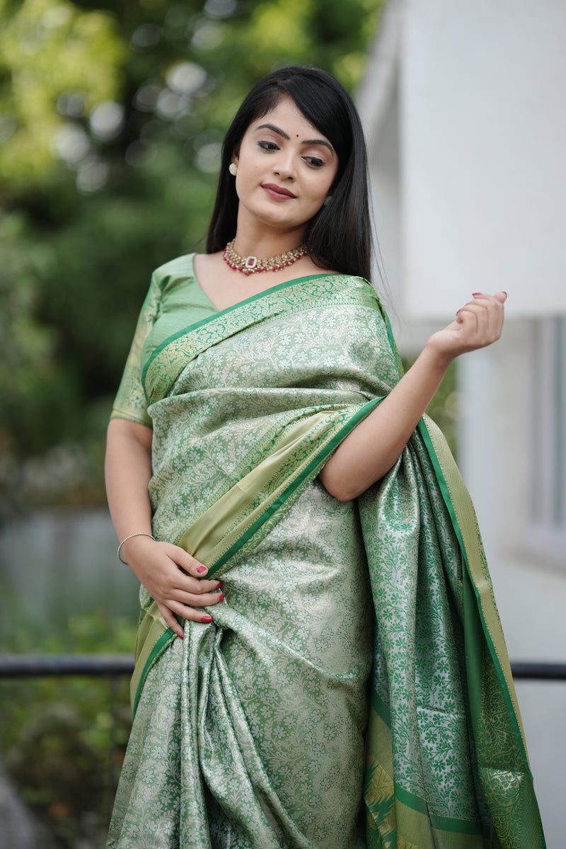 Royal Weaves of Dharmavaram Silk Saree Green
