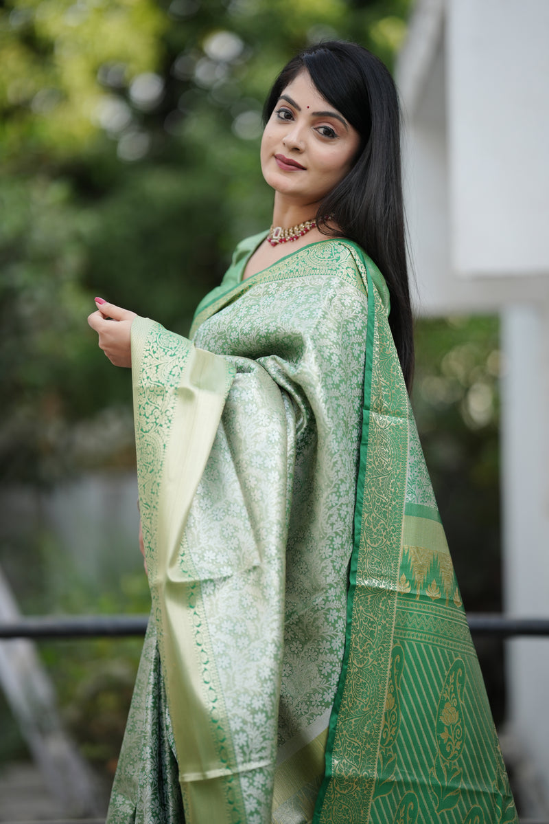 Royal Weaves of Dharmavaram Silk Saree Green