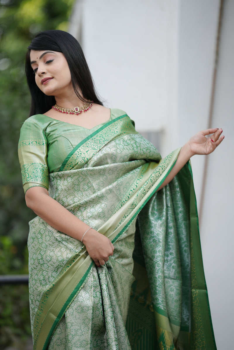Royal Weaves of Dharmavaram Silk Saree Green
