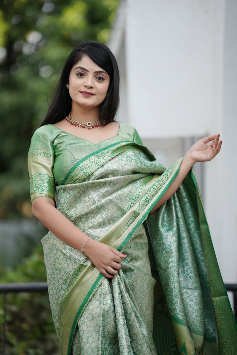 Royal Weaves of Dharmavaram Silk Saree Green