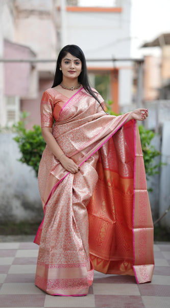 Royal Weaves of Dharmavaram Silk Saree Orange