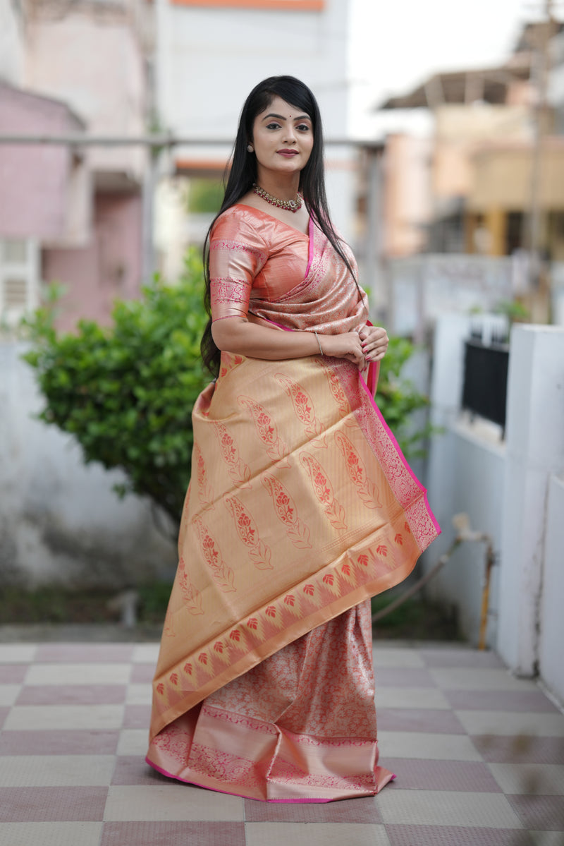 Royal Weaves of Dharmavaram Silk Saree Orange