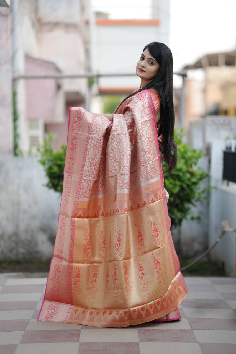 Royal Weaves of Dharmavaram Silk Saree Orange