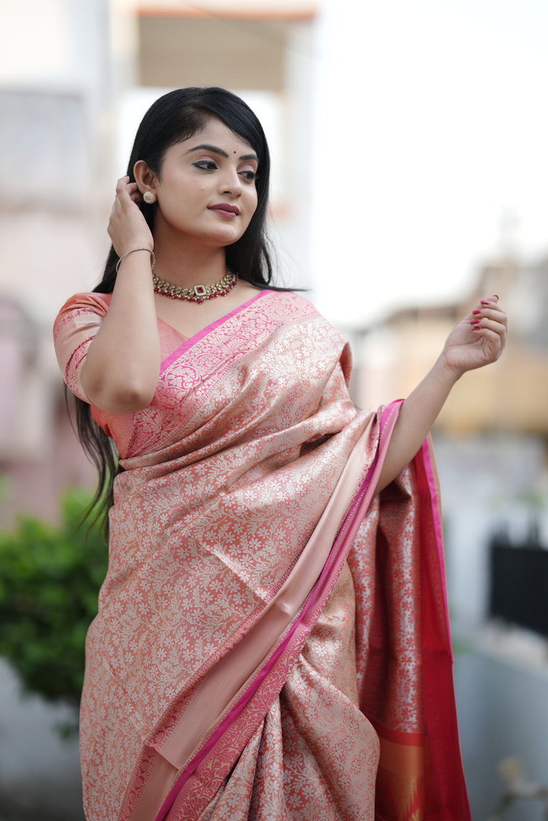 Royal Weaves of Dharmavaram Silk Saree Orange