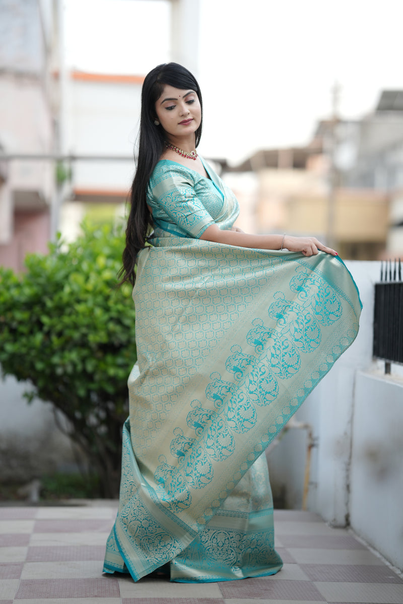 Royal Kanjivaram Silk Sarees Sky