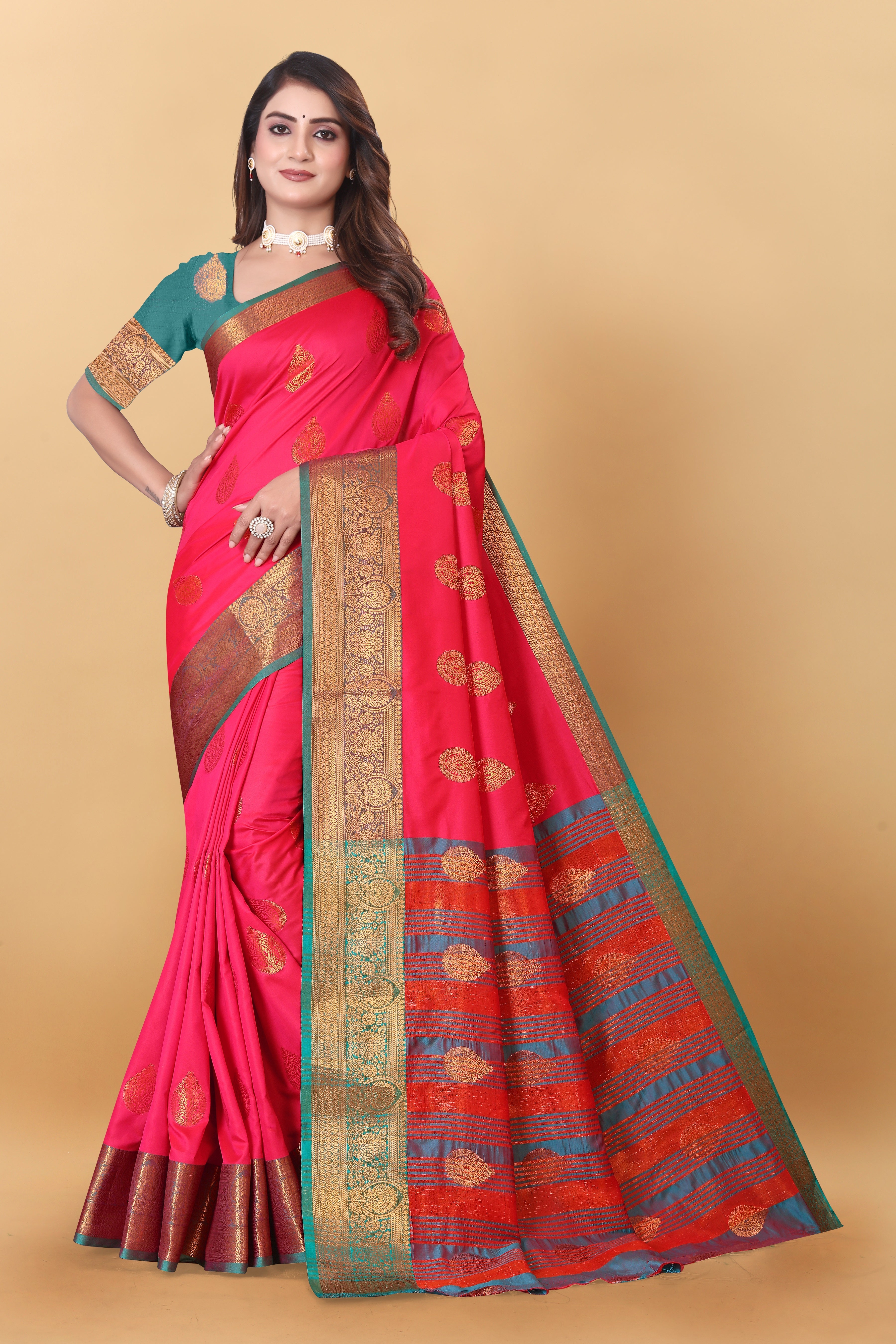 Lichi Copper Gajari  Banarasi Saree