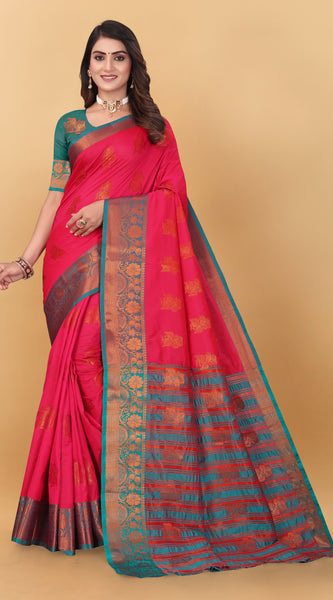 Lichi Copper Seven Gajari Banarasi Saree