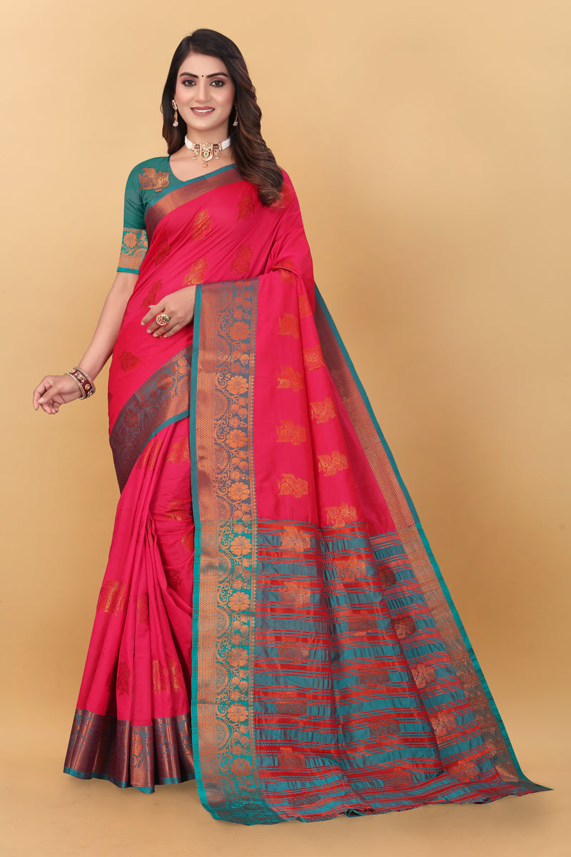 Lichi Copper Seven Gajari Banarasi Saree
