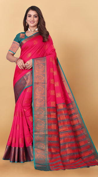 Lichi Copper Five Gajari Banarasi Saree