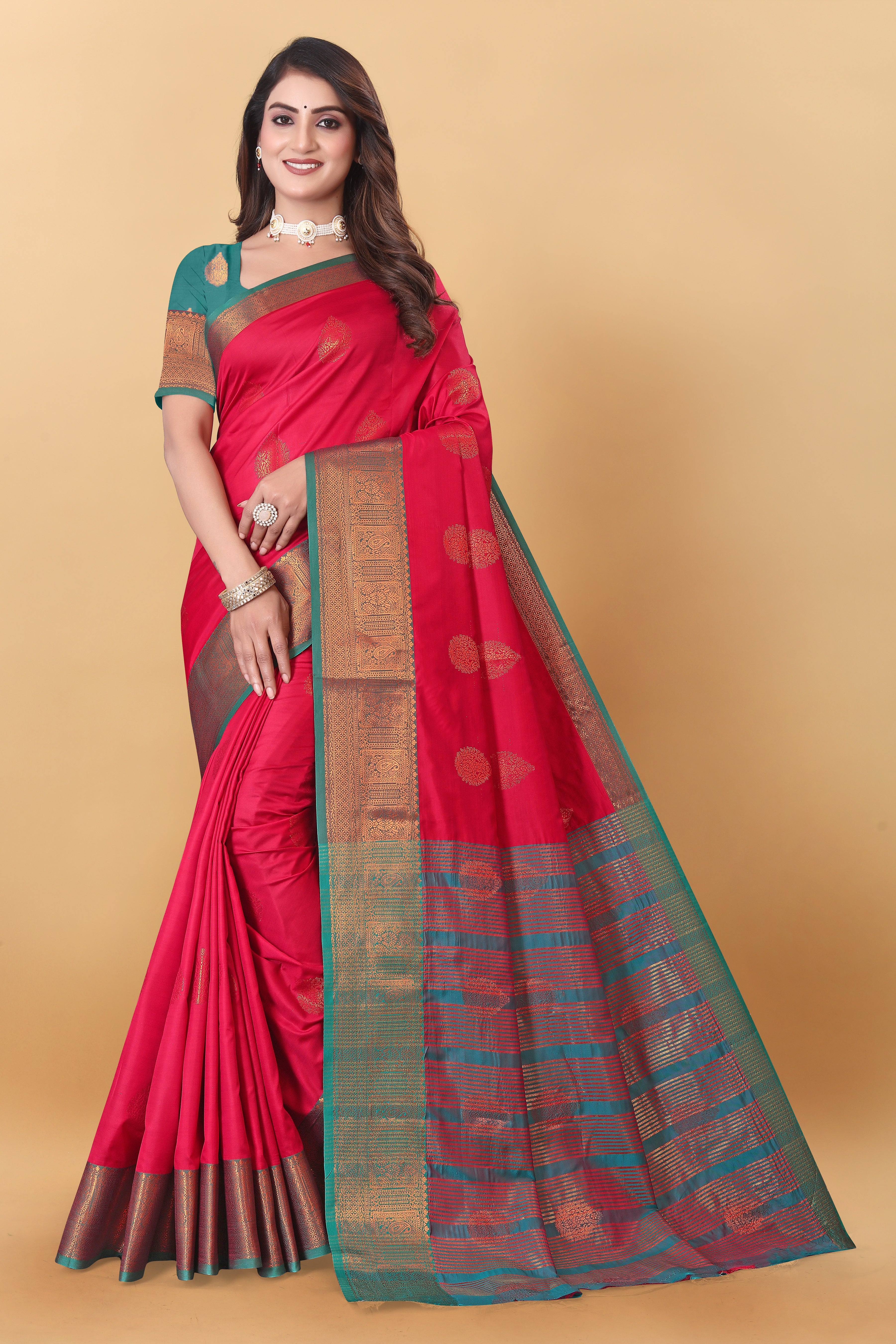 Lichi Copper Two Gajari Banarasi Saree