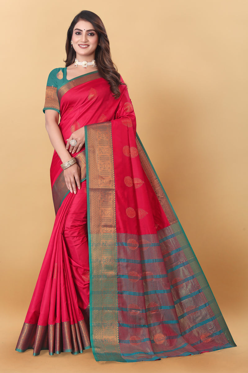 Lichi Copper Two Gajari Banarasi Saree