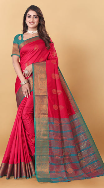 Lichi Copper Two Gajari Banarasi Saree