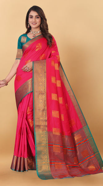 Lichi Copper Three Gajari Banarasi Saree