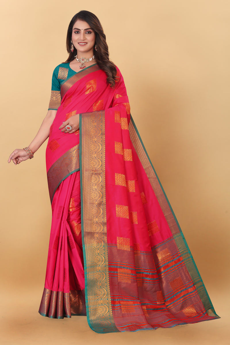 Lichi Copper Three Gajari Banarasi Saree