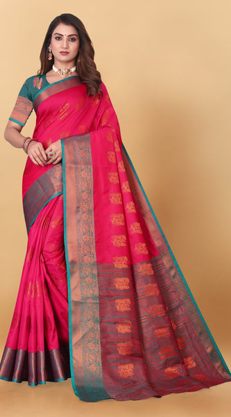 Lichi Copper Four Gajari Banarasi Saree