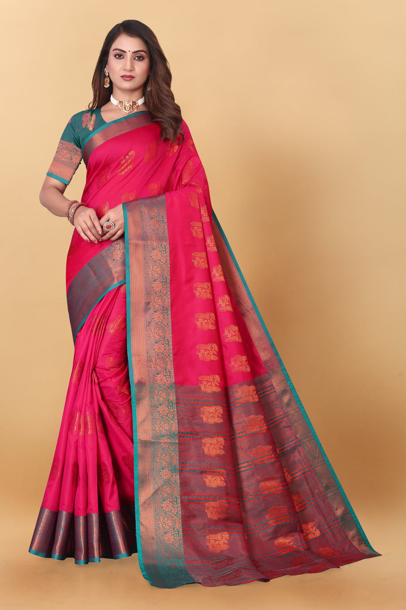 Lichi Copper Four Gajari Banarasi Saree
