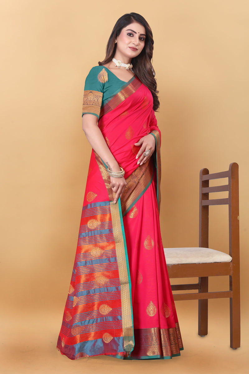 Lichi Copper Gajari  Banarasi Saree