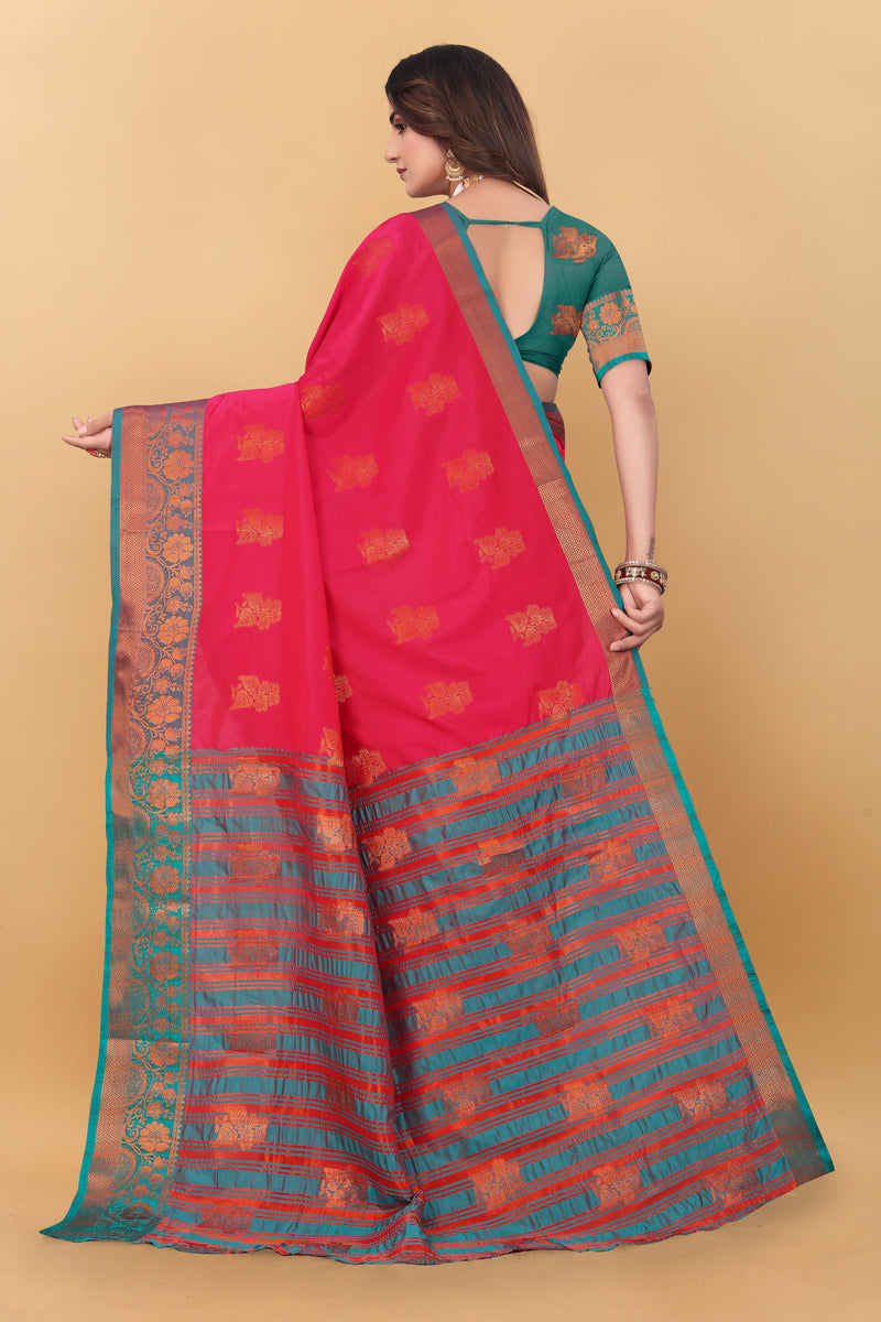 Lichi Copper Seven Gajari Banarasi Saree
