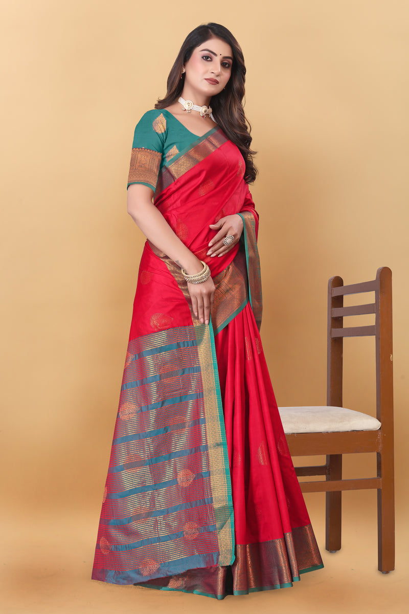 Lichi Copper Two Gajari Banarasi Saree