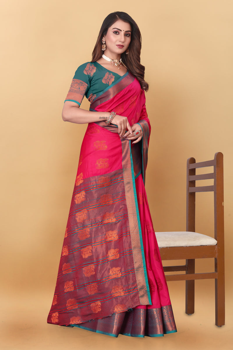 Lichi Copper Four Gajari Banarasi Saree