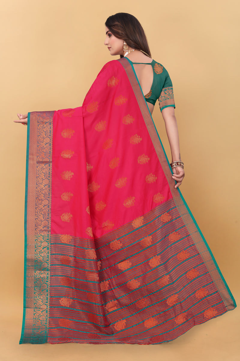Lichi Copper Six Gajari Banarasi Saree