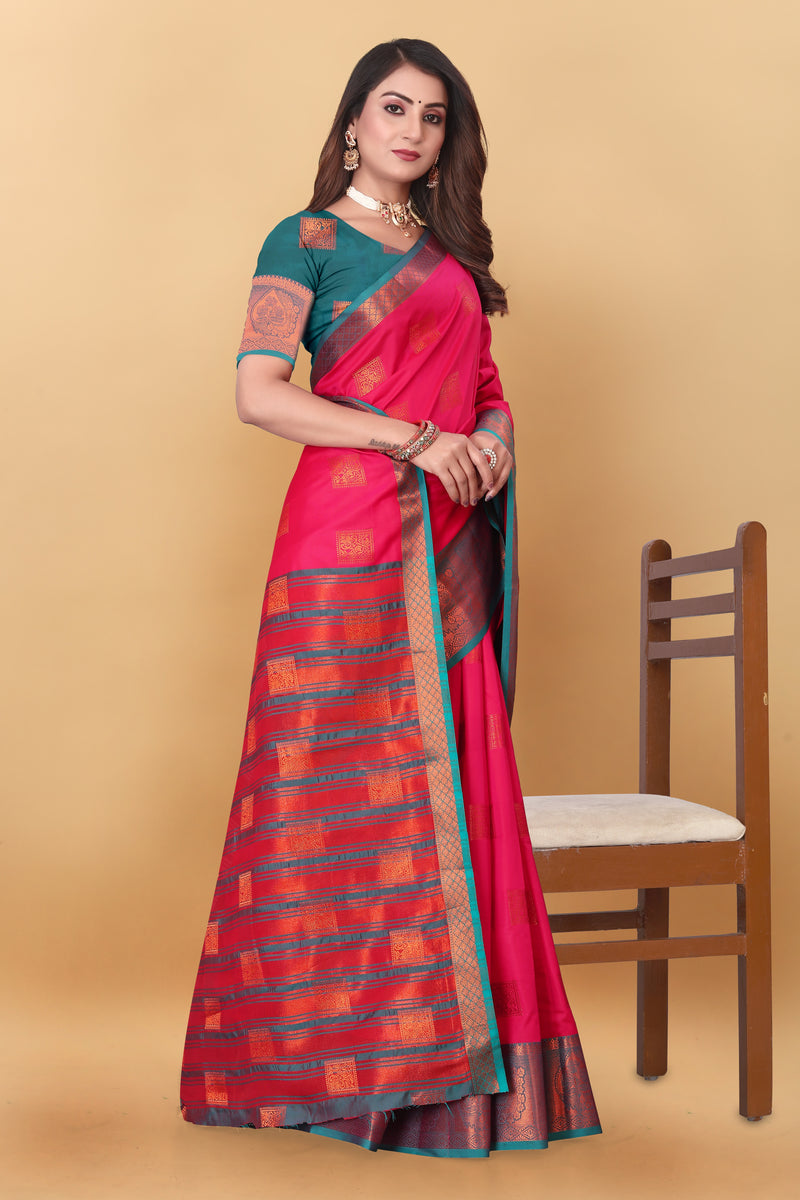 Lichi Copper Five Gajari Banarasi Saree