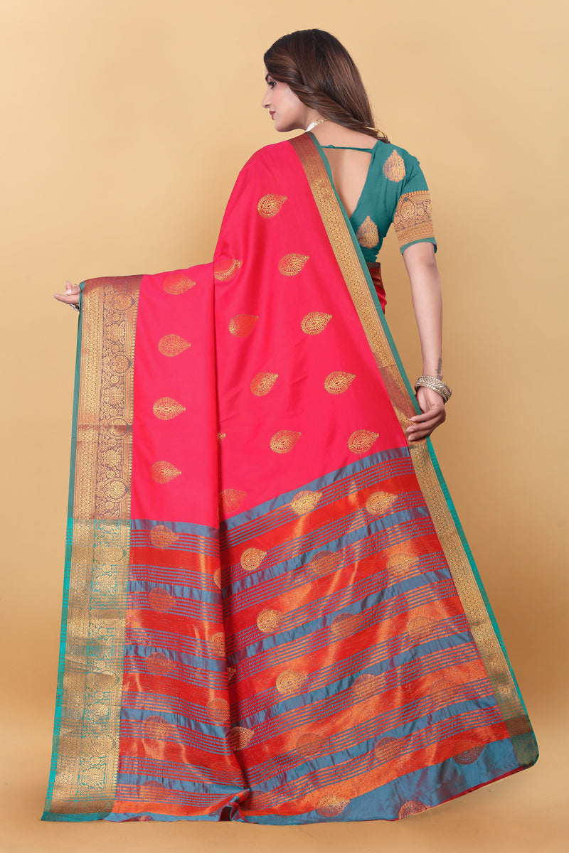 Lichi Copper Gajari  Banarasi Saree