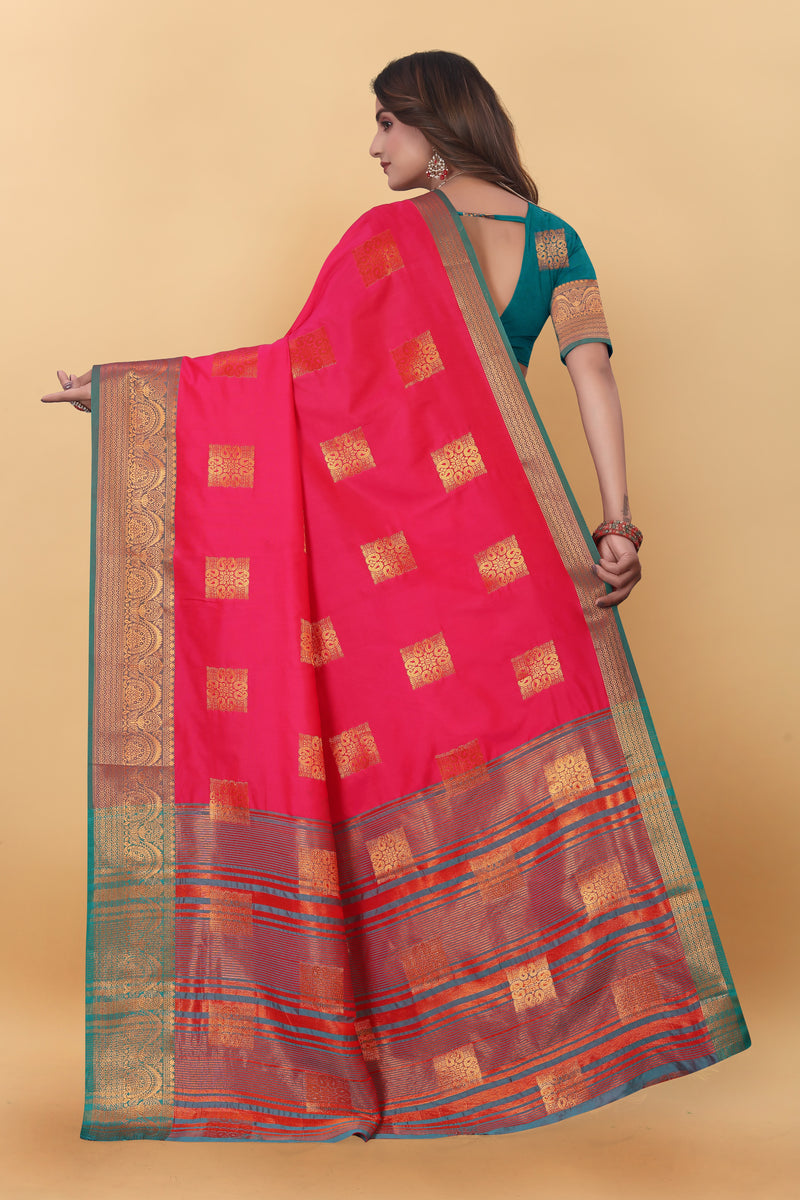 Lichi Copper Three Gajari Banarasi Saree