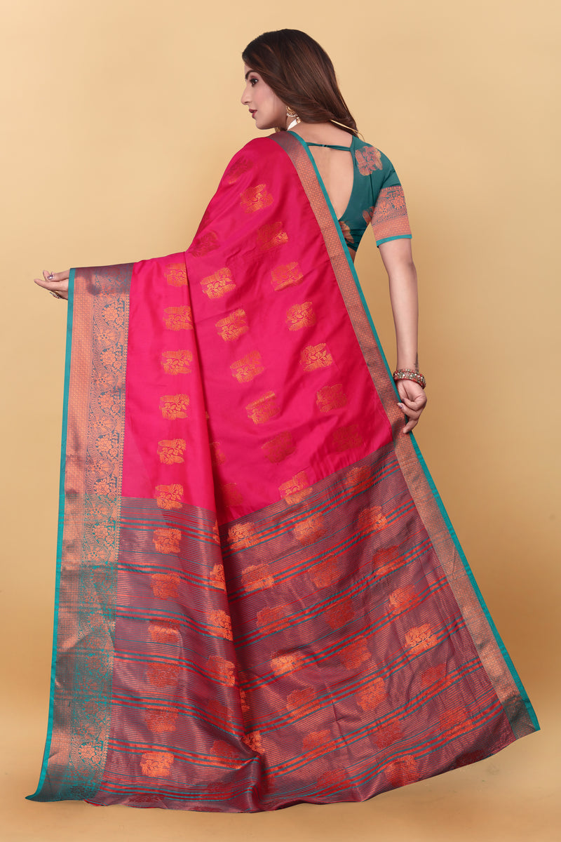Lichi Copper Four Gajari Banarasi Saree
