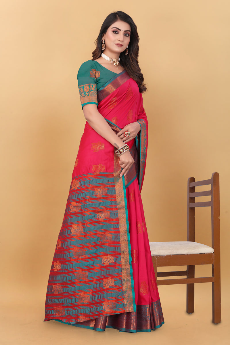 Lichi Copper Seven Gajari Banarasi Saree