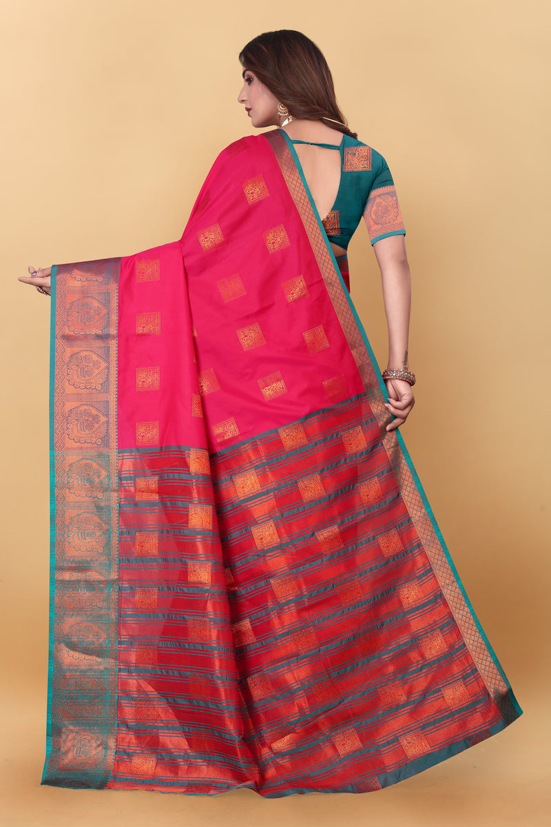 Lichi Copper Five Gajari Banarasi Saree