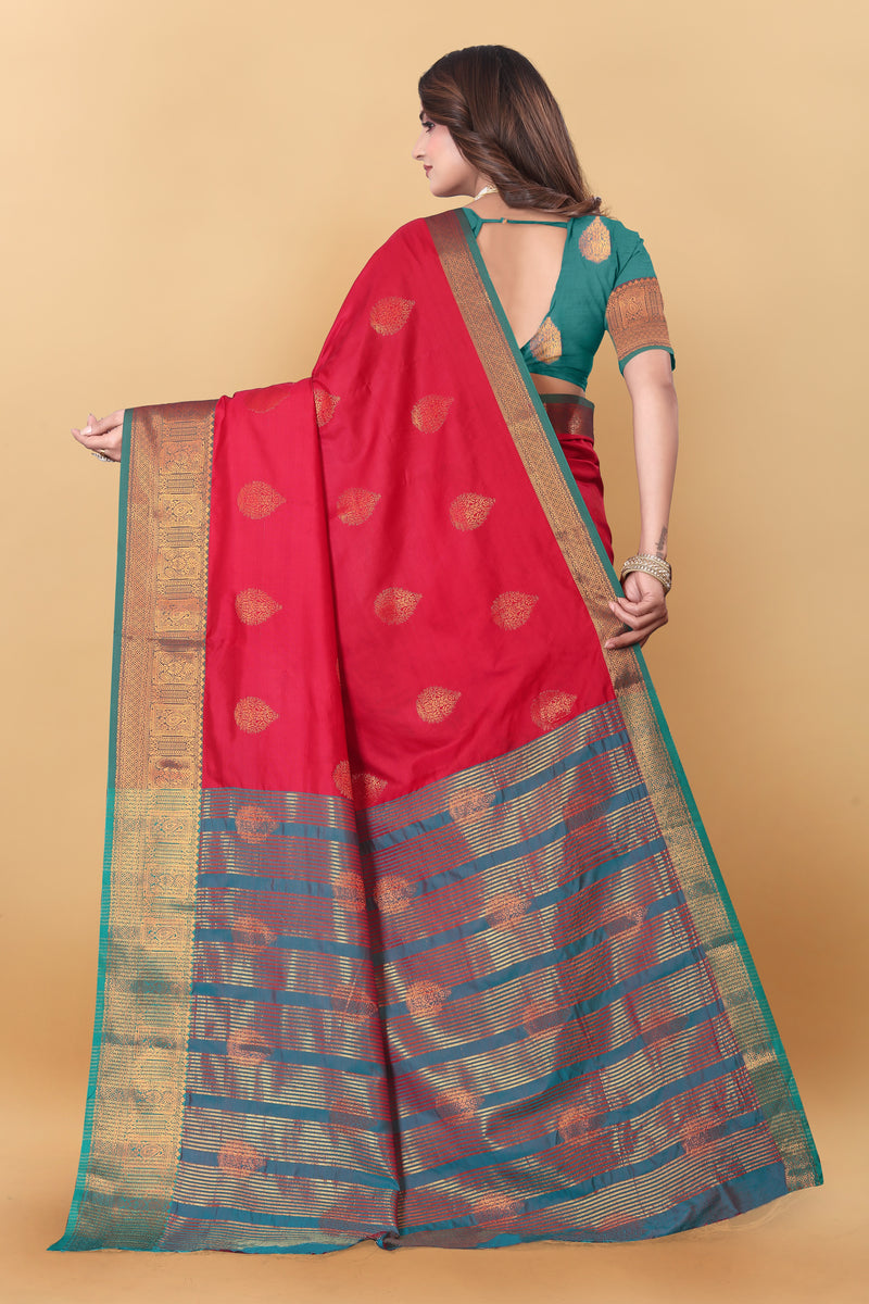 Lichi Copper Two Gajari Banarasi Saree