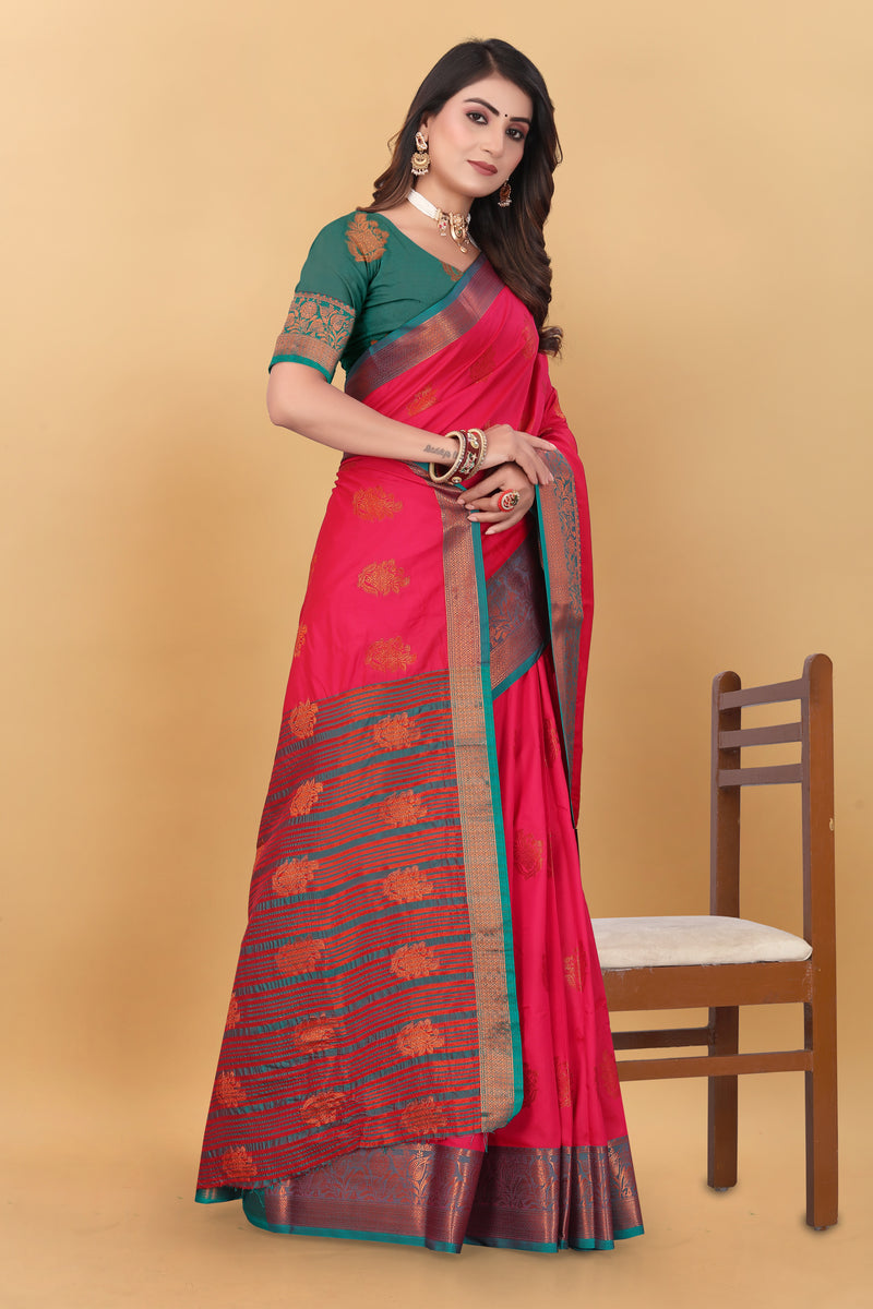 Lichi Copper Six Gajari Banarasi Saree