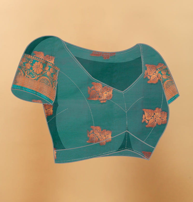 Lichi Copper Seven Gajari Banarasi Saree