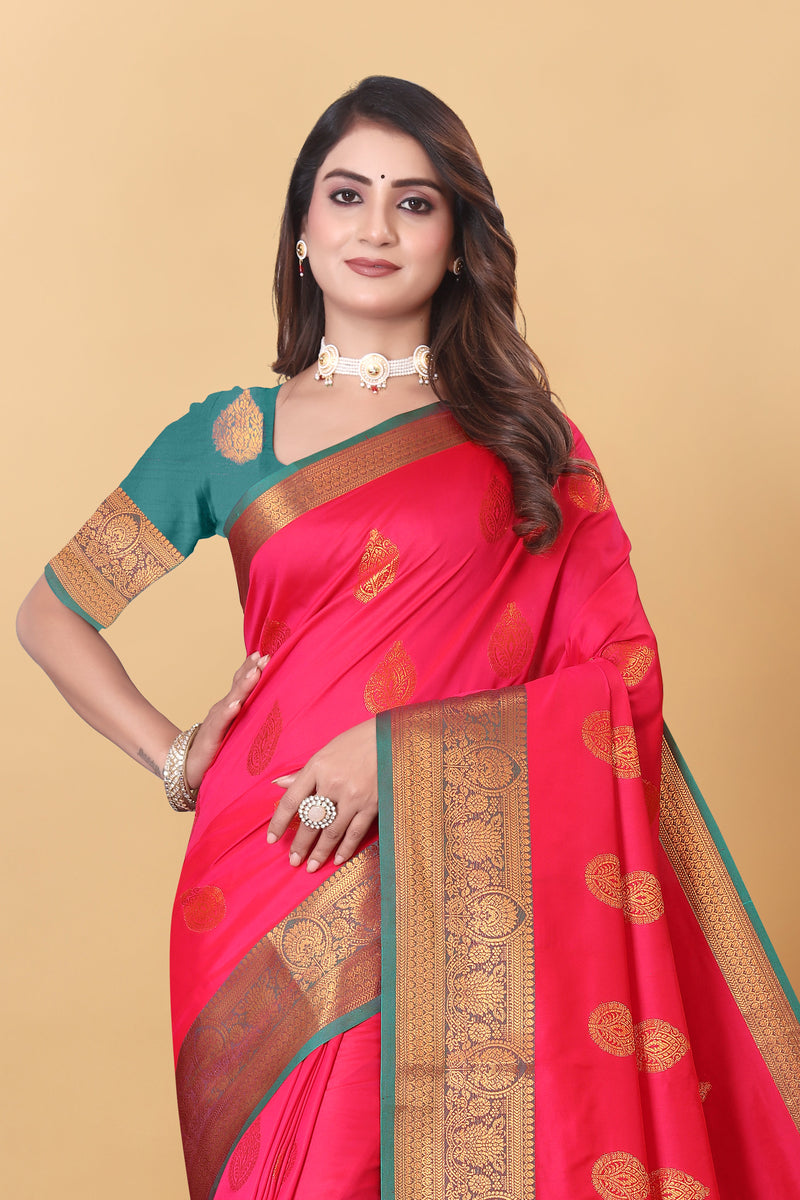 Lichi Copper Gajari  Banarasi Saree
