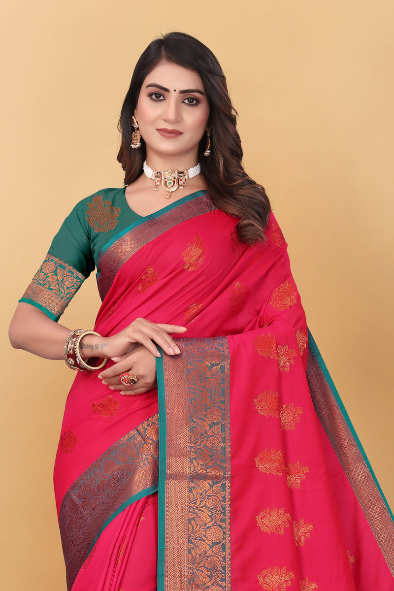 Lichi Copper Six Gajari Banarasi Saree