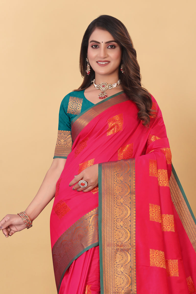 Lichi Copper Three Gajari Banarasi Saree
