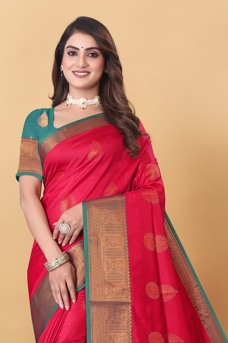 Lichi Copper Two Gajari Banarasi Saree