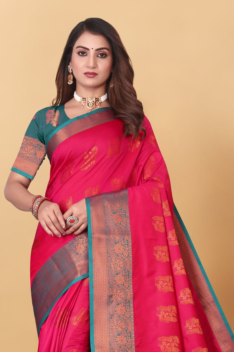 Lichi Copper Four Gajari Banarasi Saree