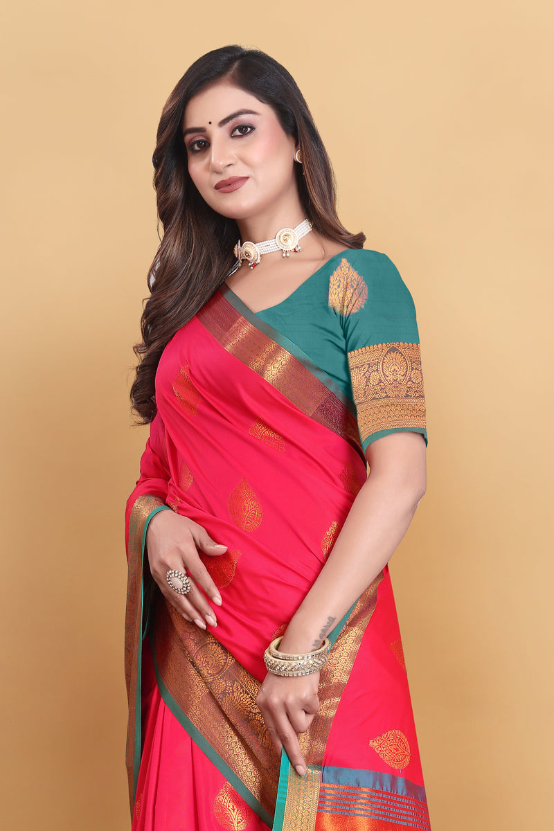 Lichi Copper Gajari  Banarasi Saree